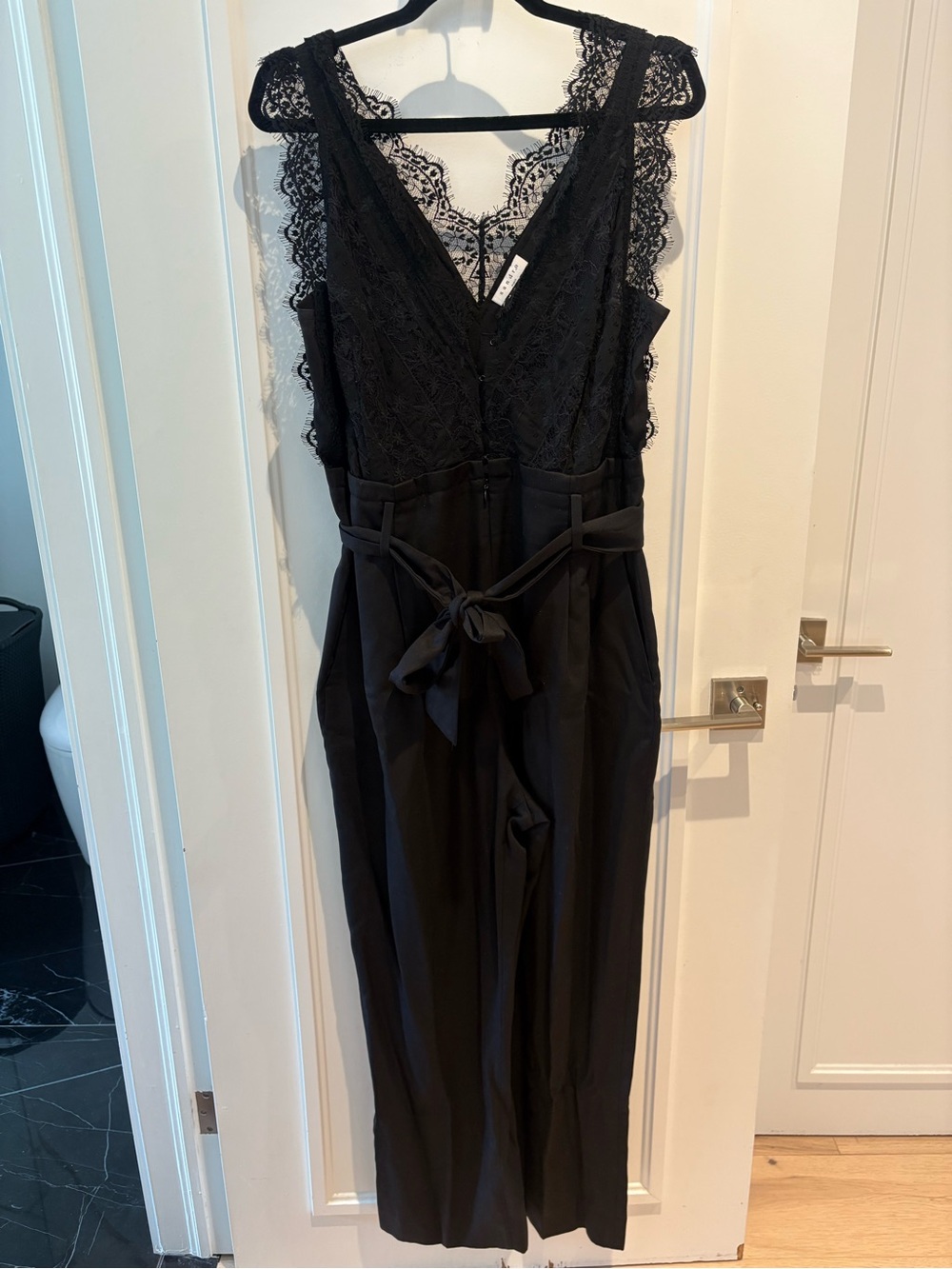 Sandro Black Lace V-Neck Jumpsuit